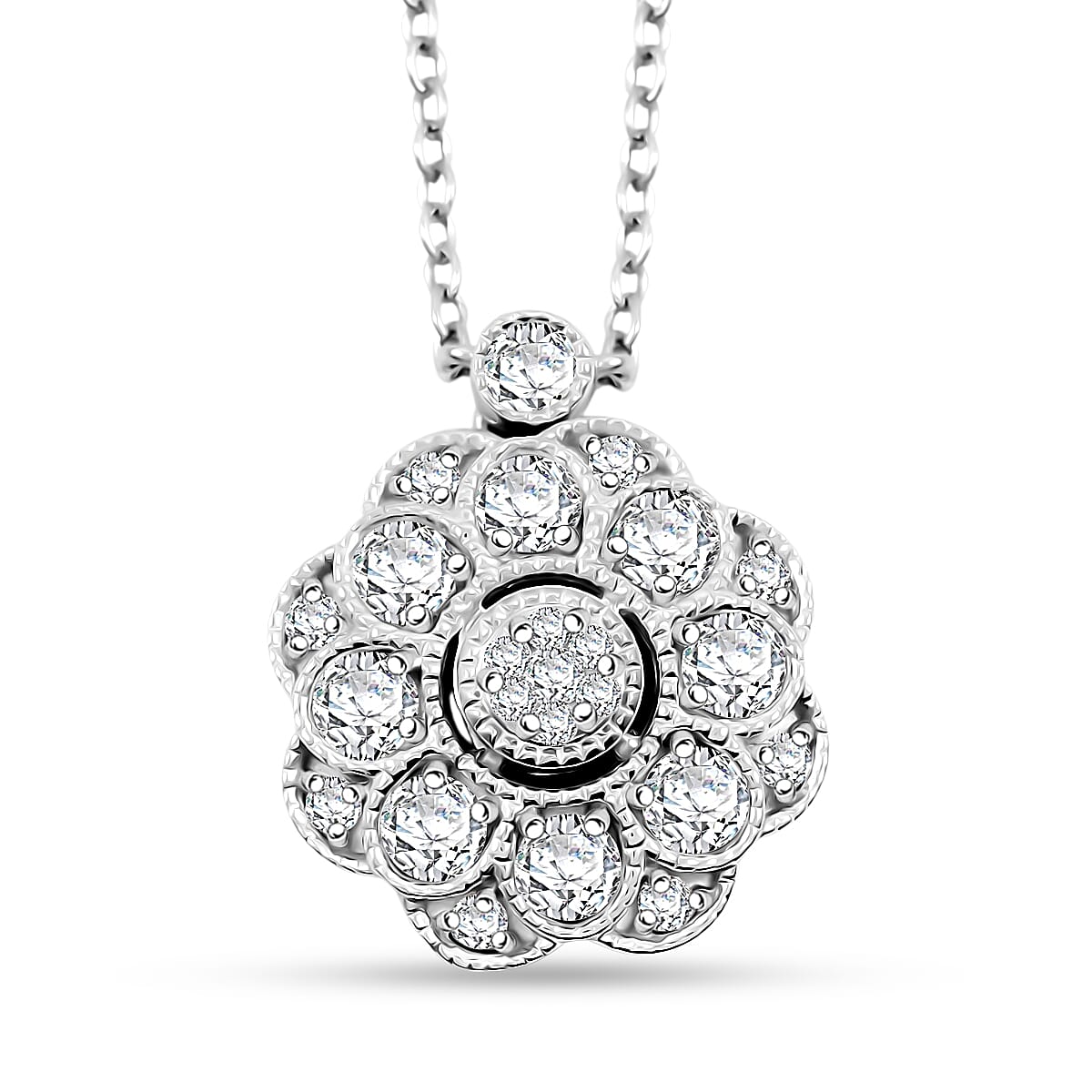 Clarte Petunia Collection Moissanite 0.85 ctw Necklace in Sterling Silver 18 Inches