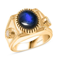EverTrue AAA Malagasy Labradorite, Rainbow Moonstone Ring in 18K YG Plated (Size 10.0) 5.40 ctw
