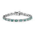 D'Joy Premium Asscher Cut Grandidierite and White Zircon 12.70 ctw Bracelet in Rhodium Over Sterling Silver (7.25 In) - Sticky add to cart bar
