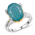 D'Joy Premium Grandidierite and Moissanite 7.25 ctw Ring in 18K Vermeil YG and Rhodium Over Sterling Silver (Size 6.0) - Sticky add to cart bar