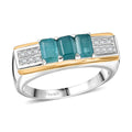 D'Joy Premium Grandidierite, Moissanite Men's Ring in 18K Vermeil YG and Rhodium Over Sterling Silver (Size 10.0) 2.00 ctw - Sticky add to cart bar