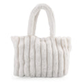 Tamsy White Polyester Faux Fur Shoulder Bag (14.96"×10.63") - Sticky add to cart bar