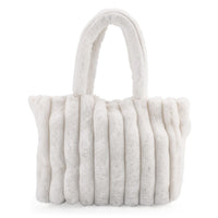 Tamsy White Polyester Faux Fur Shoulder Bag (14.96"×10.63")