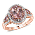 D'Joy Pink Morganite, Multi Gemstone Ring in 18K Vermeil RG Over Sterling Silver (Size 10.0) 2.70 ctw - Sticky add to cart bar