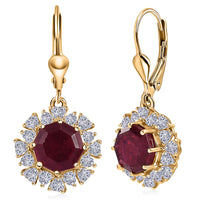 D'Joy Niassa Ruby (FF), Moissanite Earrings in 18K Vermeil YG Over Sterling Silver 9.10 ctw