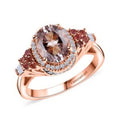 Premium Pink Morganite, Padparadscha Sapphire, Luxuriant Lab Grown Diamond Ring in 18K Vermeil RG Over Sterling Silver (Size 10.0) 2.10 ctw - Sticky add to cart bar
