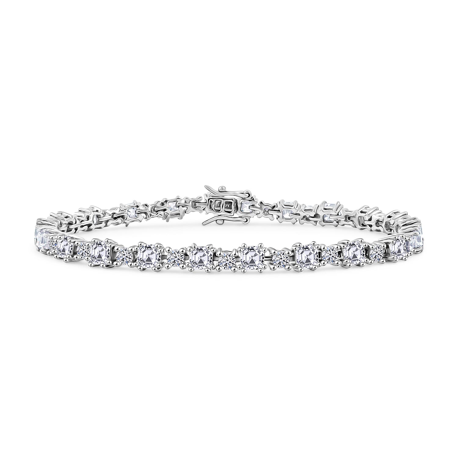 Princess Cut Moissanite 9.40 ctw Bracelet in Sterling Silver (6.50 In)
