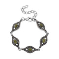 Connemara Marble and Austrian Crystal Beaded 22.00 ctw Irish Eye Bracelet in Silvertone (6.5-8.5In) - Sticky add to cart bar