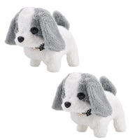 Livmore Set of 2 Pcs Grey Electric Walking Plush Dog Toy (6.3"x3.9"x5.5") (2xAA Battery Not Included)