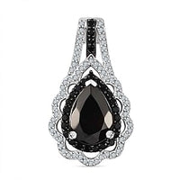 Elite Shungite and Multi Gemstone 2.30 ctw Pendant in Rhodium Over Sterling Silver