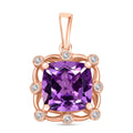 D'Joy Rose De France Amethyst and White Zircon 4.60 ctw Pendant in 18K RG Over Sterling Silver - Sticky add to cart bar
