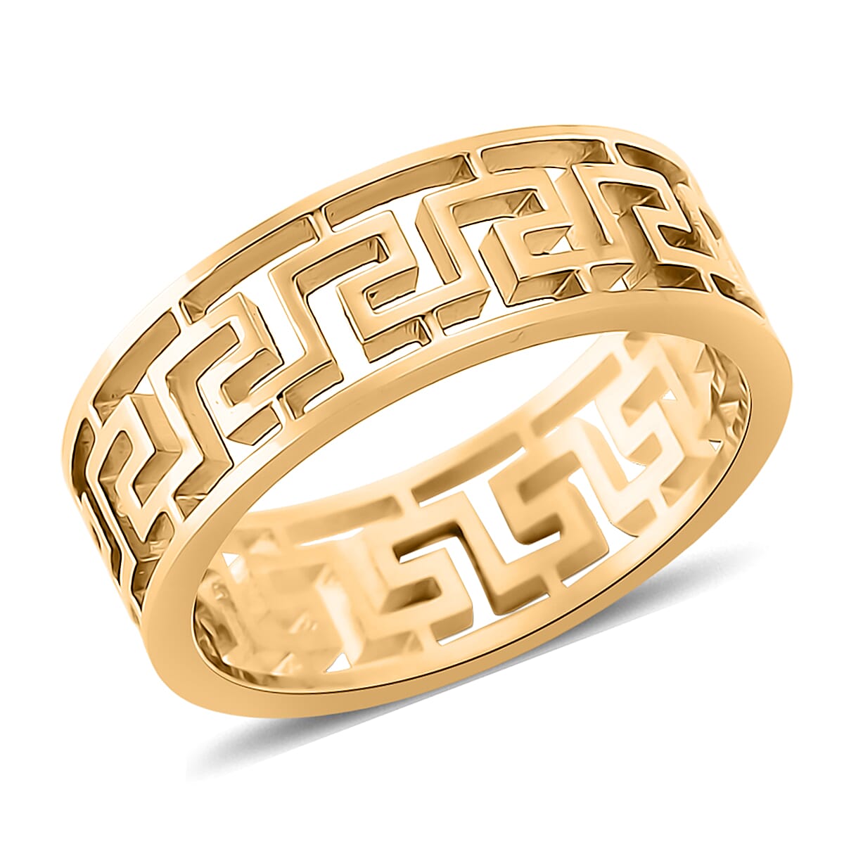 Timeless Greek Key Band Ring in Stainless Steel (Size 10.0)