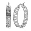 Timeless Greek Key Hoop Earrings in Stainless Steel - Sticky add to cart bar
