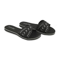 LOVE 83 Black Denim Stud and Rhinestone Slides - S - Sticky add to cart bar