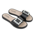 LOVE 83 Black Rhinestone Buckle Slides - L - Sticky add to cart bar
