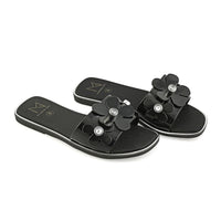 MATERIAL GIRL Black Floral EVA Slides - L