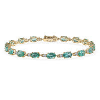 AAA Kagem Zambian Emerald and G-H SI Luxuriant Lab Grown Diamond 7.65 ctw Bracelet in 10K Yellow Gold (7.25 In)