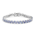 D'Joy Tanzanite, Moissanite Blue Sky in Night Bracelet in Rhodium Over Sterling Silver (6.50 In) 10.80 ctw - Sticky add to cart bar