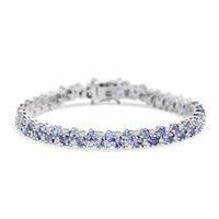 D'Joy Tanzanite, Moissanite Blue Sky in Night Bracelet in Rhodium Over Sterling Silver (6.50 In) 10.80 ctw