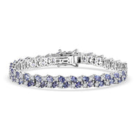 D'Joy Tanzanite, Moissanite Blue Sky in Night Bracelet in Rhodium Over Sterling Silver (6.50 In) 10.80 ctw