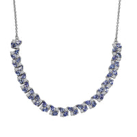 Epic Deal D'Joy Tanzanite, Moissanite Blue Sky in Night Necklace (18 Inches) in Rhodium Over Sterling Silver 8.40 ctw