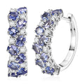 D'Joy Tanzanite and Moissanite 4.00 ctw Hoop Earrings in Rhodium Over Sterling Silver - Sticky add to cart bar