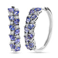 D'Joy Tanzanite and Moissanite 4.00 ctw Hoop Earrings in Rhodium Over Sterling Silver - Sticky add to cart bar