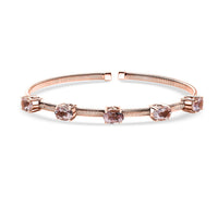 Luxoro AAA Pink Morganite Bangle Bracelet in 10K Rose Gold 3.90 ctw (7.25 Inches)