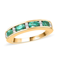 D'Joy Premium Kagem Zambian Emerald and Moissanite 1.10 ctw Ring in 18K Vermeil Yellow Gold Over Sterling Silver (Size 6.0)
