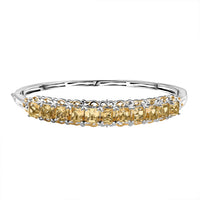 EverTrue African Amethyst Bangle Bracelet in 18K YG Plated and Platinum Bond (7.25 In) 11.90 ctw