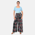 Black Floral Printed Boho Wrap Pants - One Size Fits Most - Sticky add to cart bar