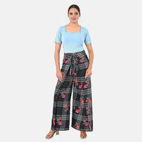 Black Floral Printed Boho Wrap Pants - One Size Fits Most