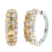 EverTrue Brazilian Citrine 3.70 ctw Hoop Earrings in 18K YG Plated and Platinum Bond
