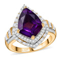 D'Joy AAA Lusaka Amethyst and Moissanite 6.10 ctw Ring in 18K Vermeil Yellow Gold Over Sterling Silver (Size 10.0) - Sticky add to cart bar