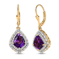 D'Joy AAA Lusaka Amethyst and Moissanite 6.10 ctw Lever Back Earrings in 18K Vermeil Yellow Gold Over Sterling Silver - Sticky add to cart bar