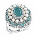 D'Joy Premium Grandidierite, Multi Gemstone Ring in Rhodium Over Sterling Silver (Size 6.0) 3.50 ctw - Sticky add to cart bar