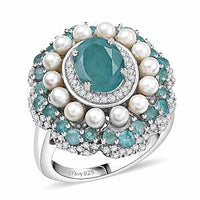 D'Joy Premium Grandidierite, Multi Gemstone Ring in Rhodium Over Sterling Silver (Size 6.0) 3.50 ctw