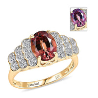 Certified & Appraised Luxoro AAA Madagascar Color Change Garnet and I2 Diamond 1.75 ctw Ring in 10K Yellow Gold (Size 10.0)