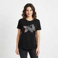 Tamsy Black Butterfly Design Short Sleeve Shirt - One Size Fits Up to XLarge - Sticky add to cart bar