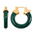 African Malachite Hoop Earrings in Goldtone 35.00 ctw - Sticky add to cart bar