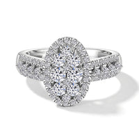 Luxuriant Lab Grown Diamond (G-H, SI) Glitter Halo Ring