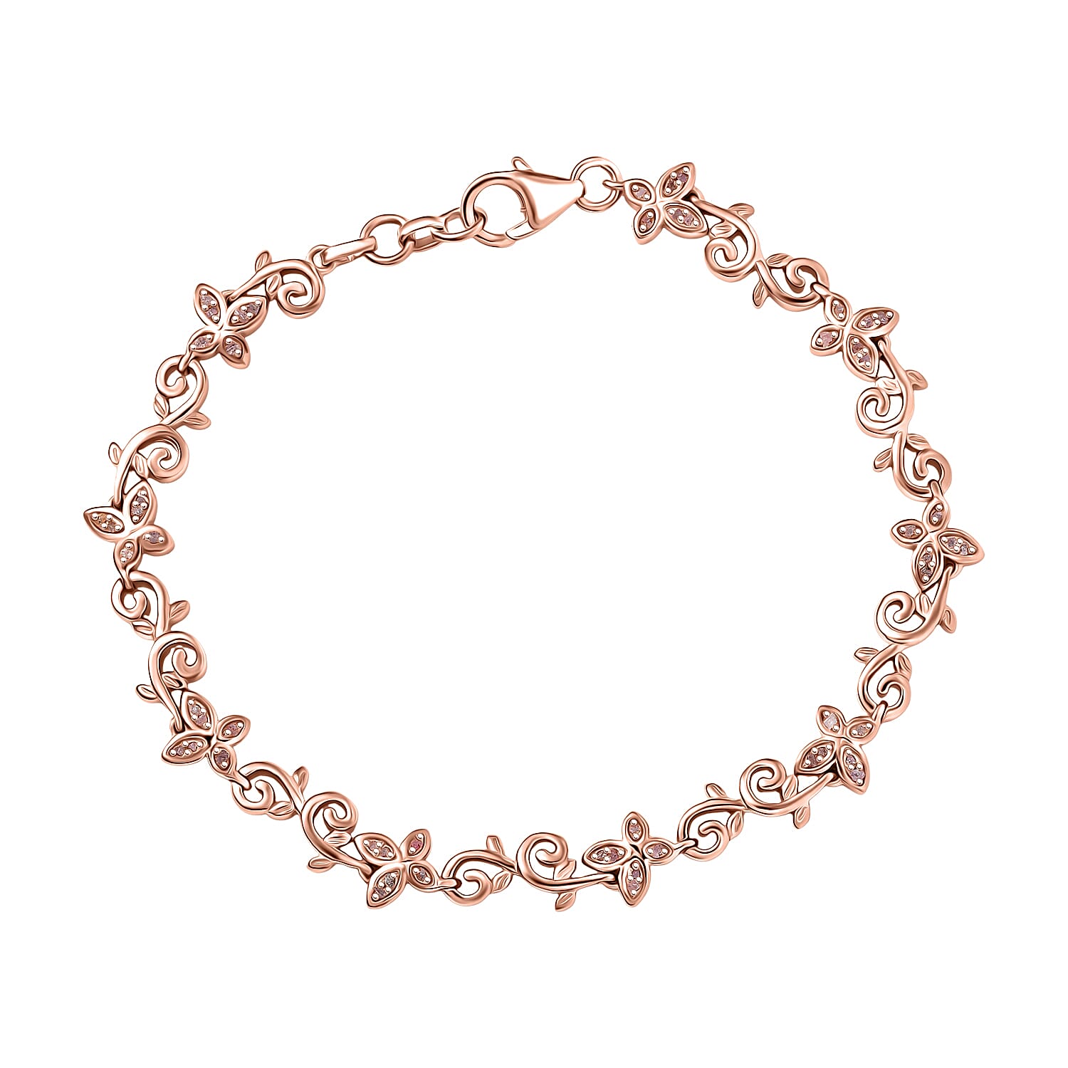 D'Joy Uncut Pink Diamond 0.25 ctw Bracelet in 18K Vermeil Rose Gold Over Sterling Silver (7.25 In)