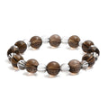 Brazilian Smoky Quartz and White Crystal Quartz 115.00 ctw Beaded Stretch Bracelet - Sticky add to cart bar