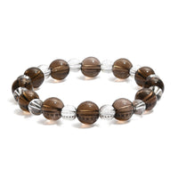 Brazilian Smoky Quartz and White Crystal Quartz 115.00 ctw Beaded Stretch Bracelet