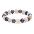 Galilea Rose Quartz and Sodalite 140.00 ctw Beaded Stretch Bracelet - Sticky add to cart bar