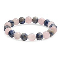 Galilea Rose Quartz and Sodalite 140.00 ctw Beaded Stretch Bracelet