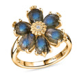 D'Joy Malagasy Labradorite and White Zircon 5.20 ctw Ring in 18K Yellow Gold Over Sterling Silver (Size 11.5) - Sticky add to cart bar