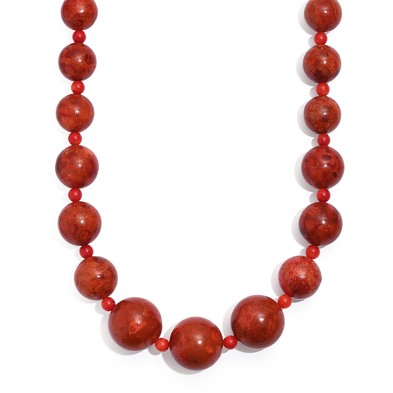 Sponge Coral Beaded Necklace in Platinum Bond 20 Inches