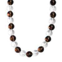 Brazilian Smoky Quartz and White Crystal Quartz 365.00 ctw Beaded Necklace in Platinum Bond 20 Inches