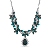 D'Joy Premium Grandidierite and Moissanite 4.65 ctw Necklace in Rhodium Over Sterling Silver 18 Inches